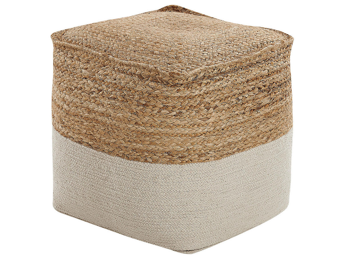 POUF Kirama 44/44/44 cm - Beige, Naturmaterialien (44/44/44cm) - Beliani