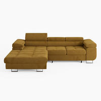 ECKSOFA VEMO CORE Links Gelb Velours-Stoff mit Schlaffunktion und Bettkasten - Gelb, Holz/Metall (280/205cm) - Barchello