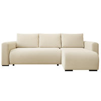 ECKSOFA DORA L, Eckcouch in L-Form mit Schlaffunktion und Bettkasten, Farbe: Beige, Bouclé-Stoff, Ottomane Rechts - Beige, Textil (240/143cm) - Storez24
