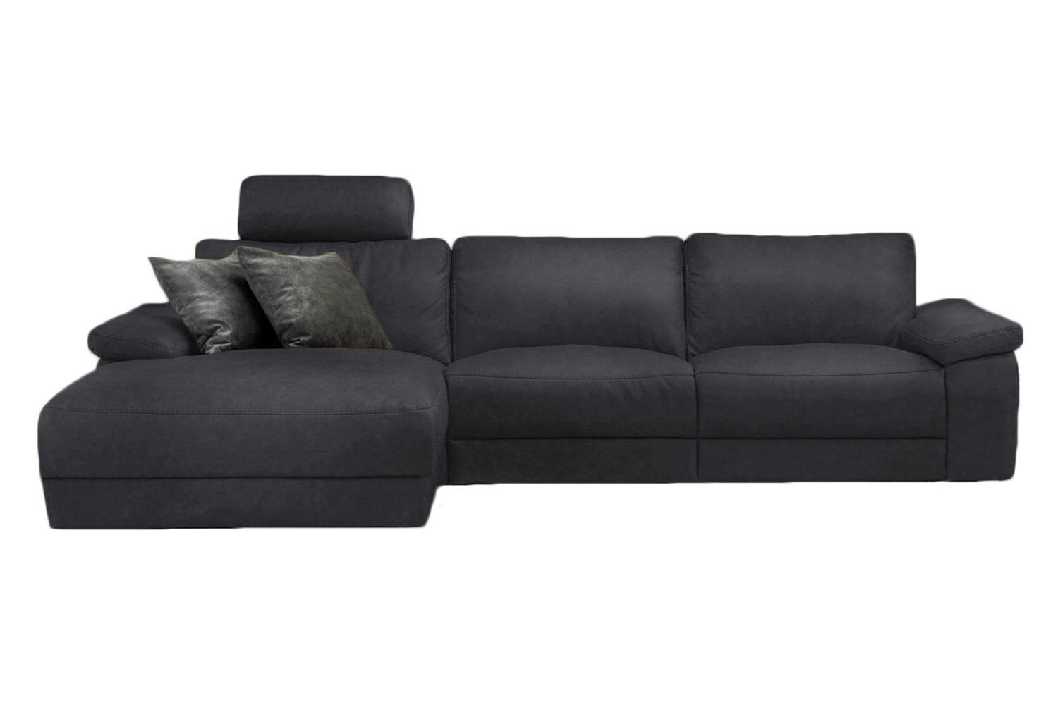 ECKSOFA XL MOTOR. RELAXFUNKTION LOLA Schwarz Webstoff - Schwarz, Textil (304/178cm) - KAWOLA