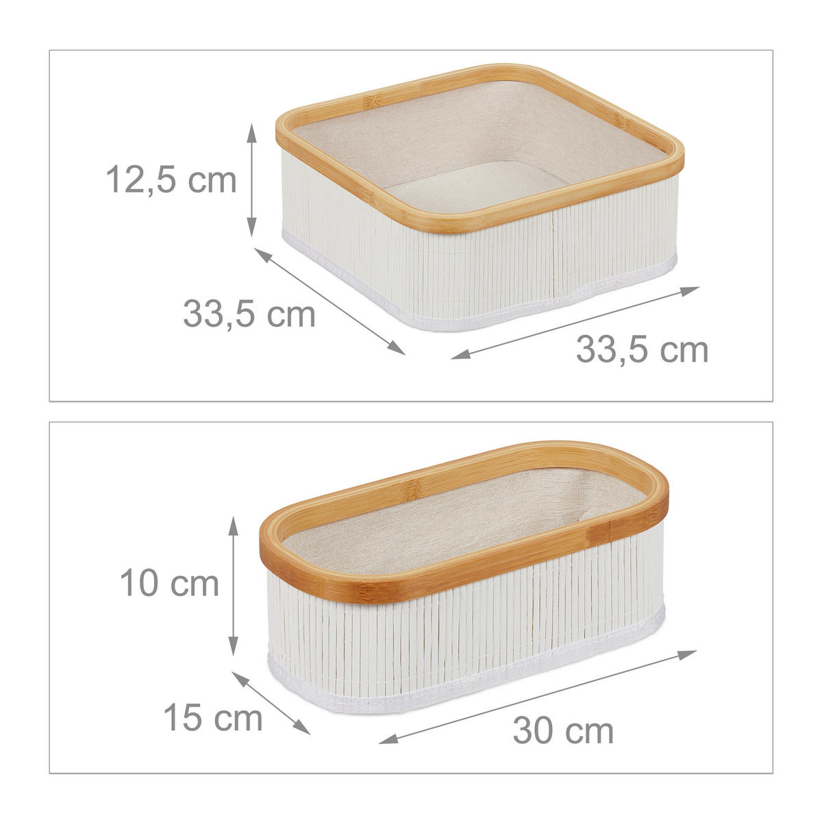3TLG.AUFBEWAHRUNGSKORB - Multicolor, Holz/Holzwerkstoff (33.5/33.5/12.5cm) - Relaxdays