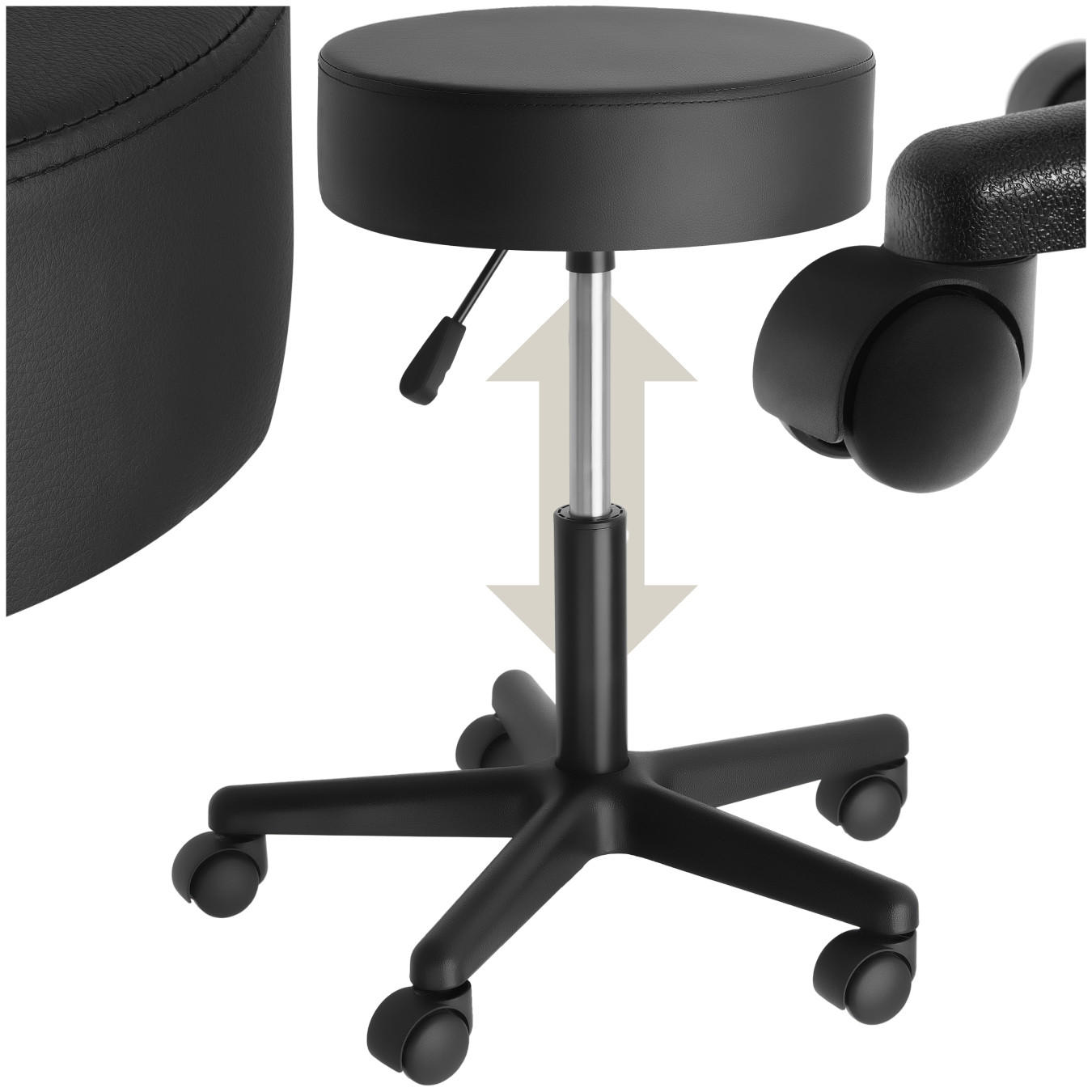 ROLLHOCKER Werner,Belastbarkeit 150 kg,schwarz - Schwarz, Textil (52/61/52cm) - tectake