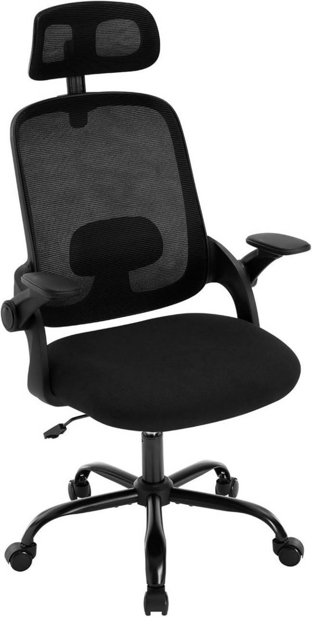 DREHSTUHL mit Wippfunktion, Netzstoff, Schwarz - Schwarz, Kunststoff/Textil (63.5/109.5/50cm) - Woltu
