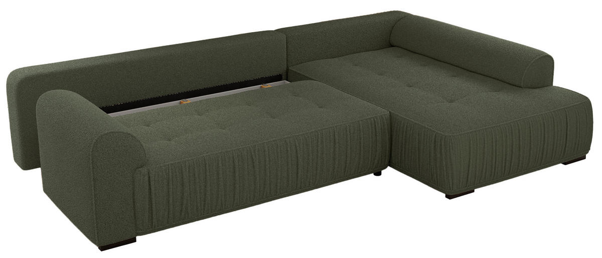 ECKSOFA ORTA Grün Boucle - Rechts - Schwarz/Grün, Textil (200/325cm) - MKS