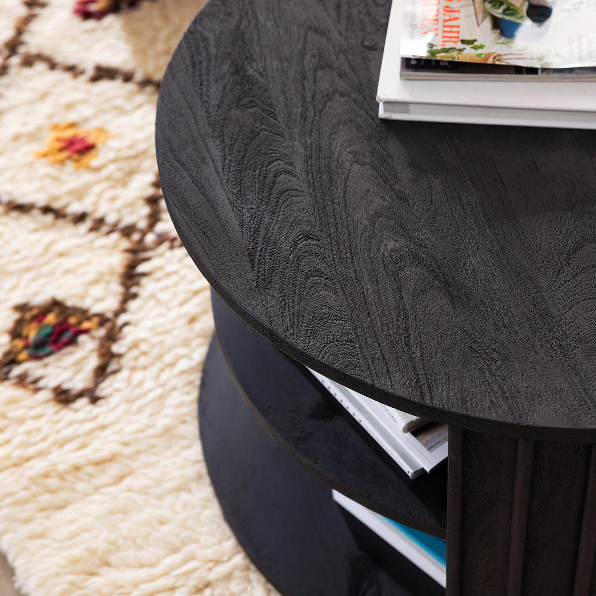 COUCHTISCH - Akazie massiv - Schwarz/Akaziefarben, Holz (70/70/40cm) - home24