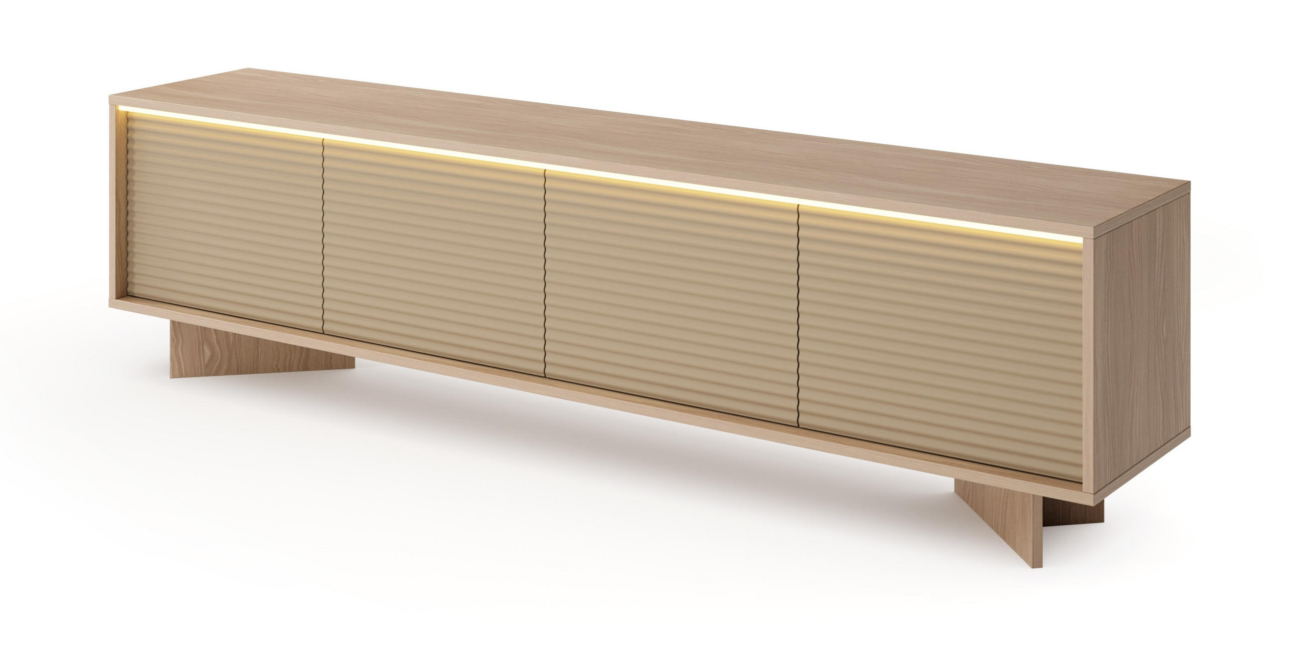 TV-SCHRANK 204 cm Spirit, LED, 4 Türen, Cappuccino - Eichefarben/Cappuccino, Holz (204/54/40cm) - Emporius