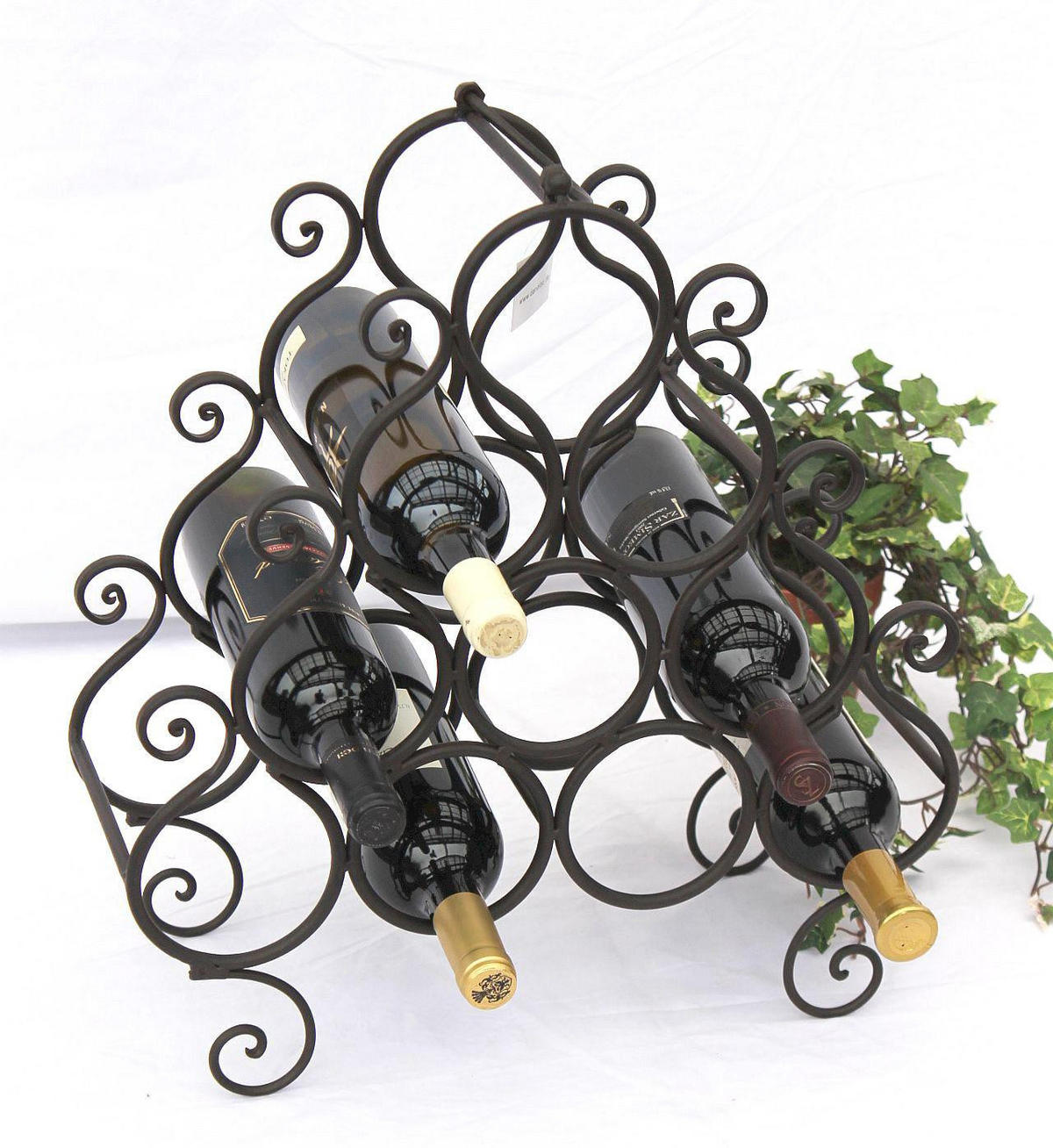 WEINREGAL für 10 Flaschen Metall Dunkelbraun 43/19/52 cm - Braun, Metall (43/52/19cm) - DanDiBo