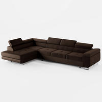 ECKSOFA VEMO NOVA Links Braun Velours-Stoff mit Schlaffunktion und Bettkasten - Dunkelbraun, Textil (341/202cm) - Barchello