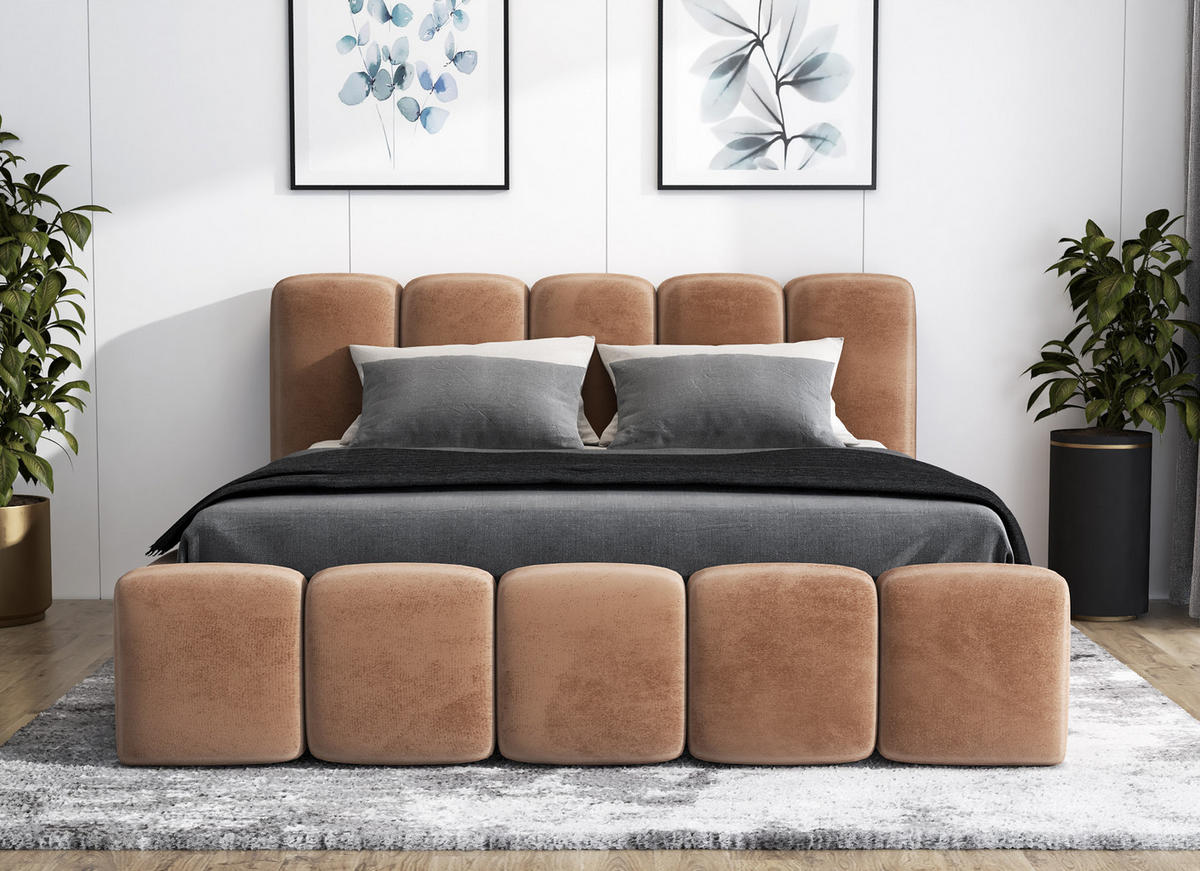 POLSTERBETT SONIC mit Matratze H2 90x200 Braun - Braun, Textil (90/200cm) - A&J MöbelLand