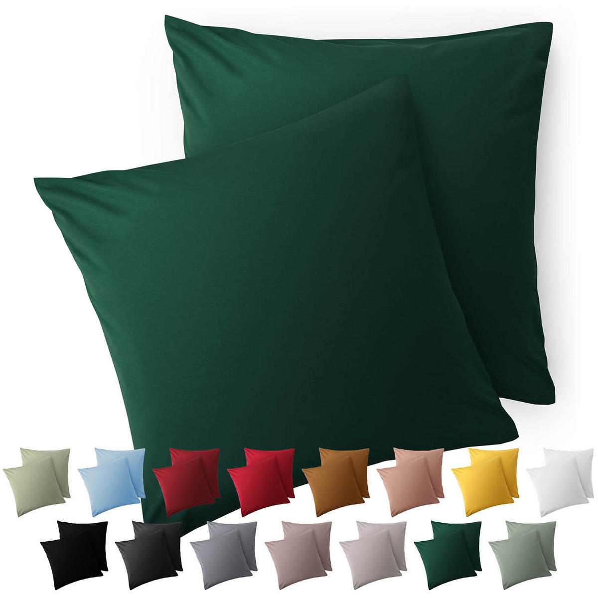 KISSENBEZUG Ellen 50/50 cm, 2er-Set, Dunkelgrün - Dunkelgrün, Textil (50/50cm) - Blumtal