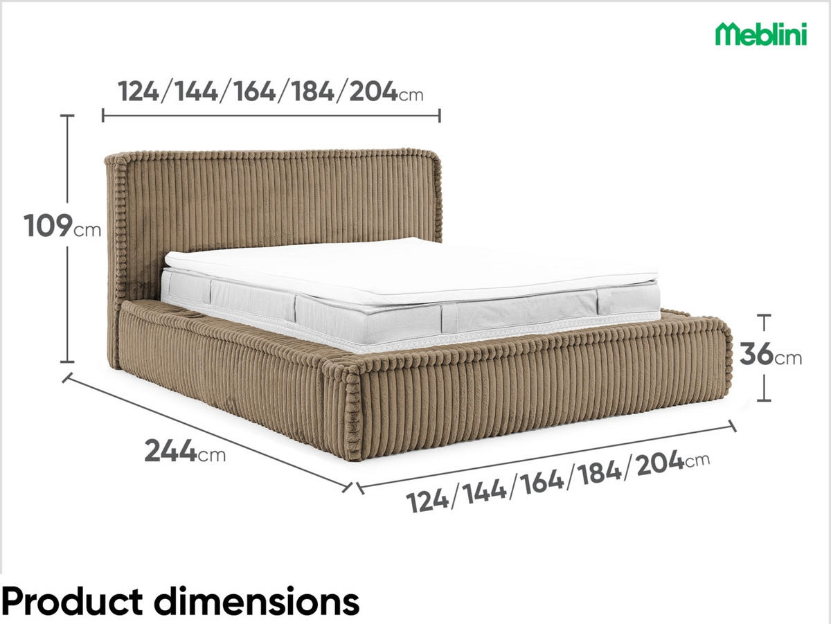 POLSTERBETT MESUT - Braun, Textil (120/200cm) - Meblini