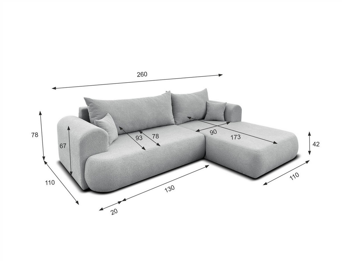 ECKSOFA Anike In Now Or Never - Dunkelgrau, Holzwerkstoff/Textil (260/173cm) - Fun Möbel
