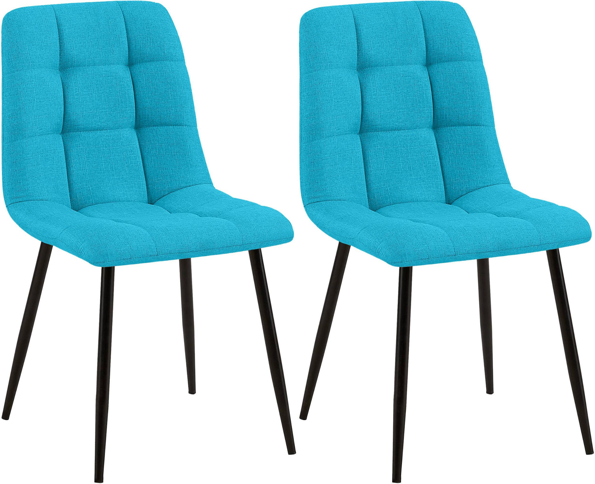 STUHL 2er Set Stoff Türkis - Türkis/Schwarz, Textil/Metall (45/84/55cm) - CLP