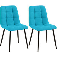 STUHL 2er Set Stoff Türkis - Türkis/Schwarz, Textil/Metall (45/84/55cm) - CLP