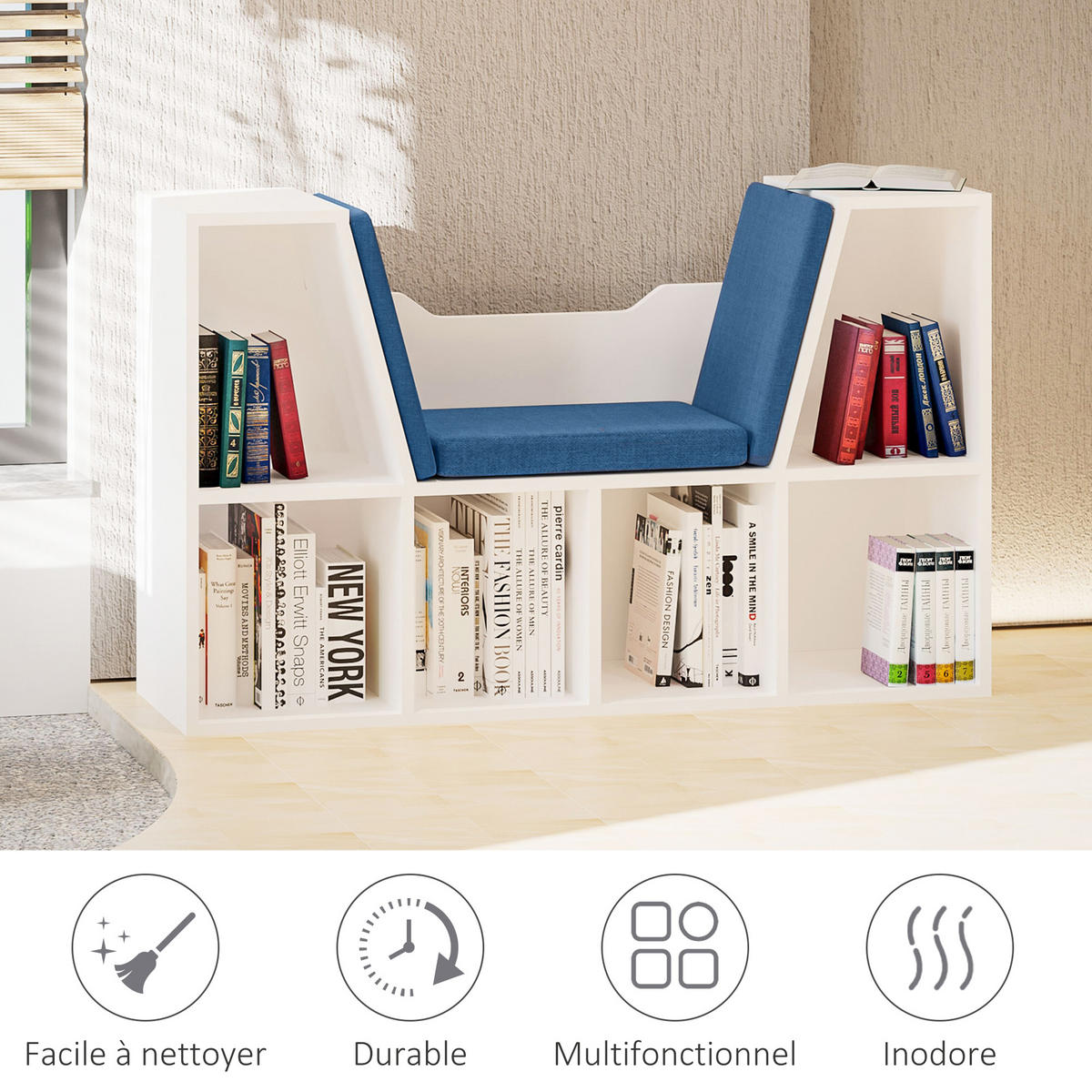 KINDERREGA DE-15457 102/30/61 cm, 6 Fächer Blau - Blau, Holzwerkstoff (102/61/30cm) - ComfortXL