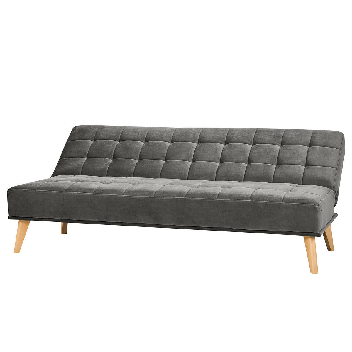 SCHLAFSOFA - Hellbraun/Dunkelgrau, Holz/Birkenholz (180/81/86cm) - home24