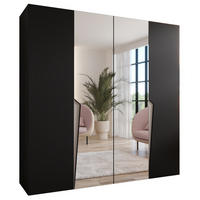 DREHTÜRENSCHRANK 202/200/52 4-türig - Beige/Schwarz, Holz/Metall (200/202/52cm) - Abiks Möbel