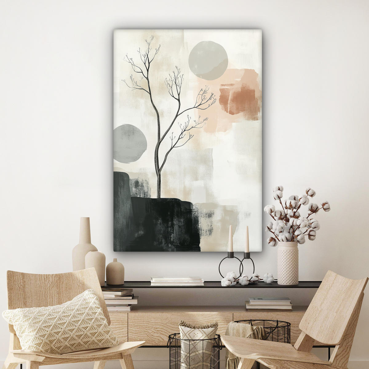 LEINWANDBILD Wabi sabi - Beige - Pflanze 80x120 cm - Sandfarben, Textil (80/120cm) - MuchoWow