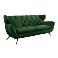 SOFA CHARME Smaragdgrün Cord - Smaragdgrün/Schwarz, Textil/Metall (200/94/95cm) - KAWOLA
