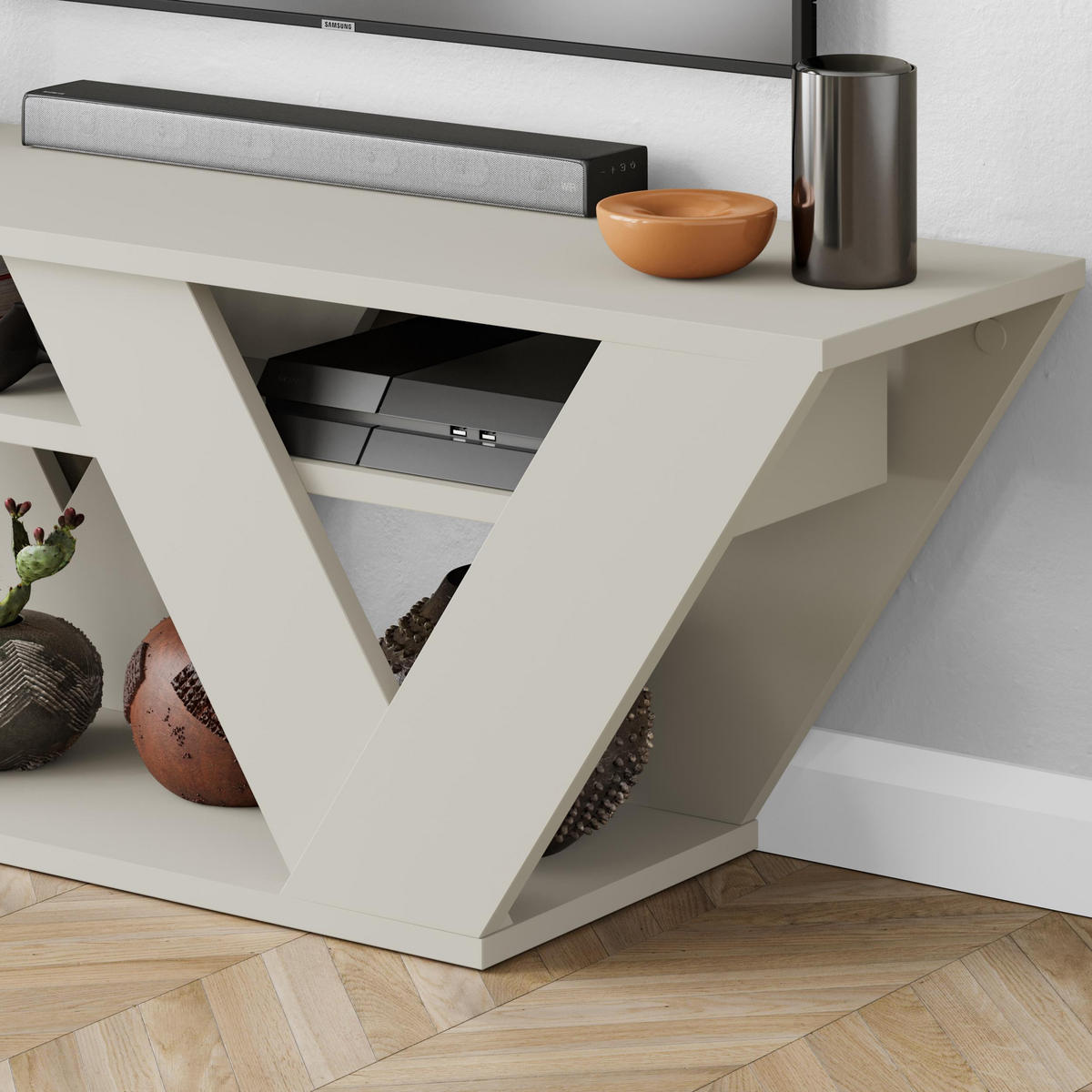 LOWBOARD Pipralla Sandstein 110/30/40 cm - Sandfarben, Holzwerkstoff (110.5/40/30cm) - Decortie