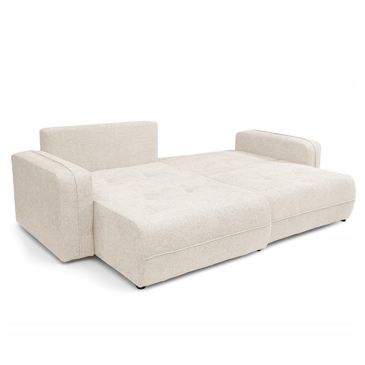 ECKSOFA mit Schlaffunktion - 244 cm - Beige/Schwarz, Kunststoff/Textil (244/145cm) - home24