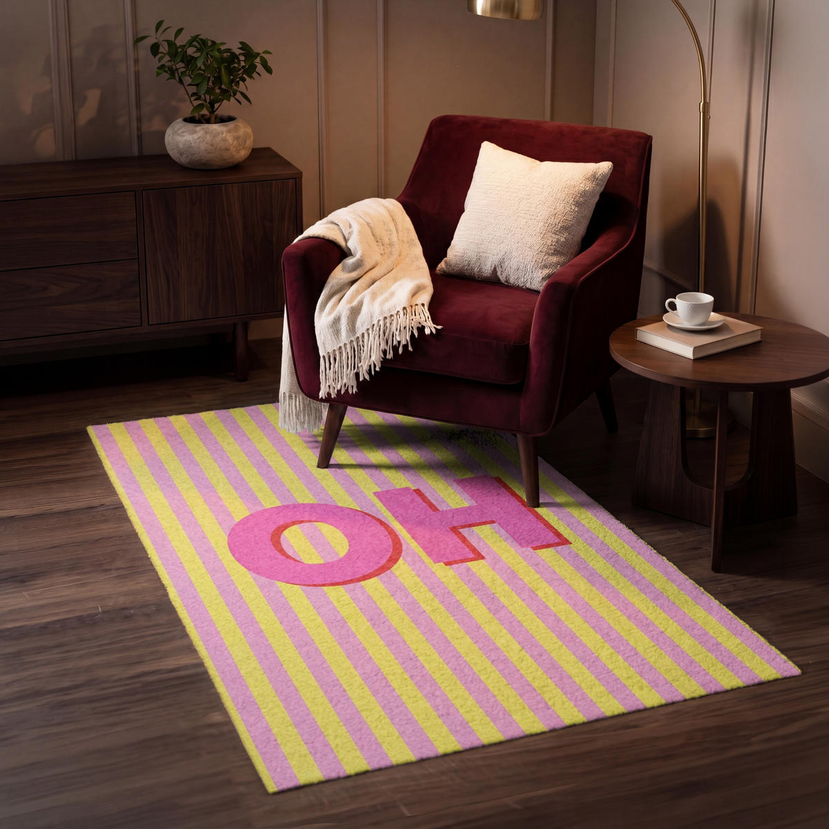TEPPICH - Text - Streifen - Rosa - 80x120 cm - Pink, Kunststoff/Textil (80/0.4cm) - OnlyWow