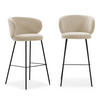BARHOCKER (Set aus 2) aus Stoff mit schwarzen Metallbeinen - rush 56/53/65 cm - Beige, Textil (53/65/56cm) - Calicosy
