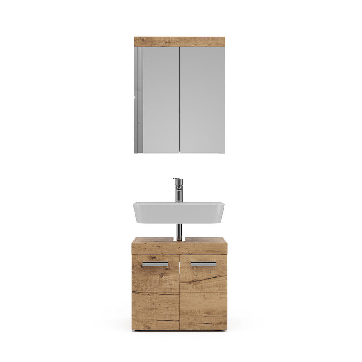 BADMÖBEL-SET Luna Eiche Wotan 2 Teile - Eiche Wotan, Holzwerkstoff (60/56/34cm) - Vicco