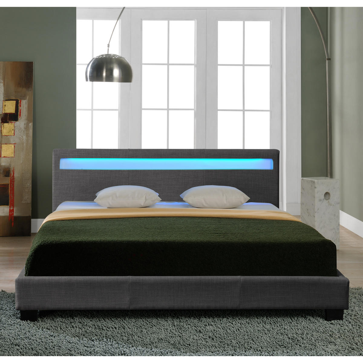POLSTERBETT Skagen mit Matratze - Dunkelgrau, Textil (180/200cm) - Corium