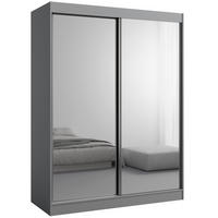 SCHIEBETÜRENSCHRANK mit Spiegel Como 2D2L 150 Grau - Silberfarben/Grau, Holzwerkstoff/Metall (150/201/65cm) - mzm24