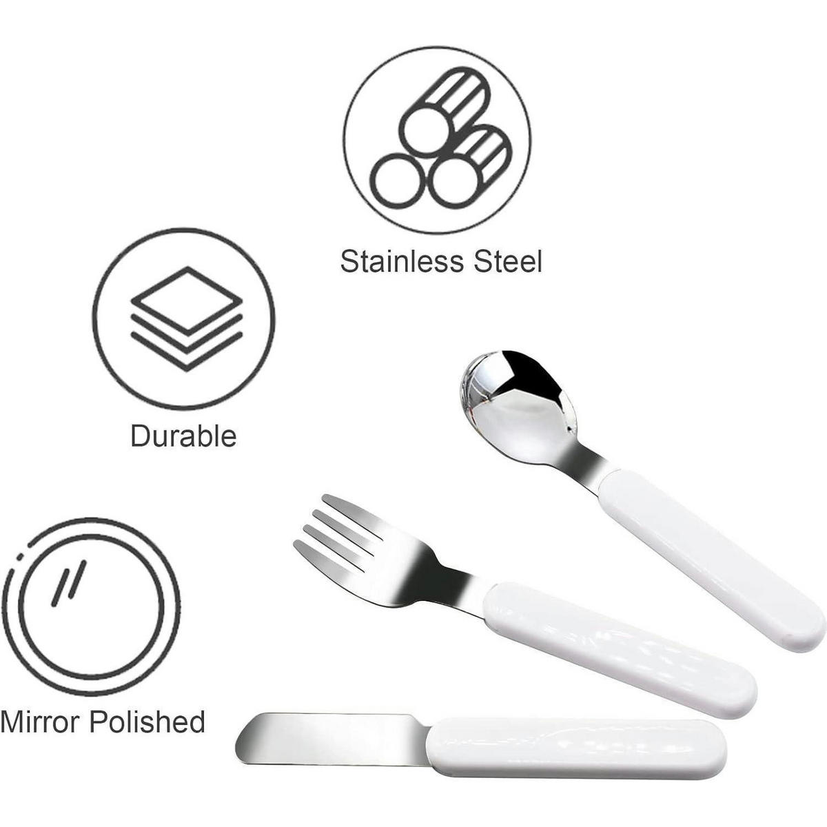 KINDERBESTECK Set 3-teilig Edelstahl mit Koffer Silber - Weiß, Metall