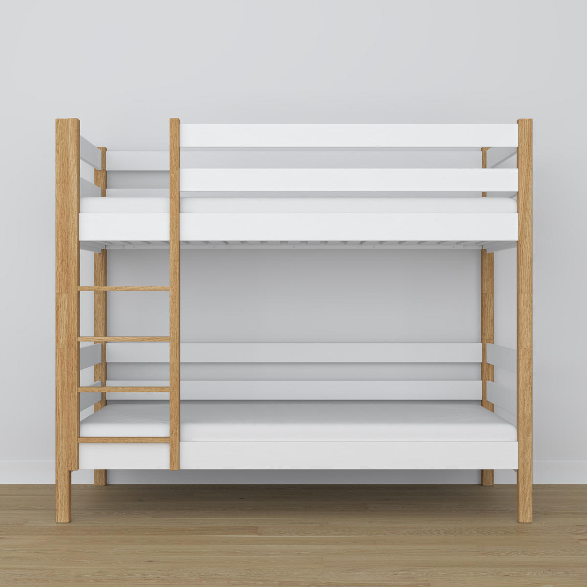 ETAGENBETT N01 Weiß / Eiche Natur 100/200 - Eiche Artisan/Weiß, Naturmaterialien/Holz (100/200cm) - N-Wood
