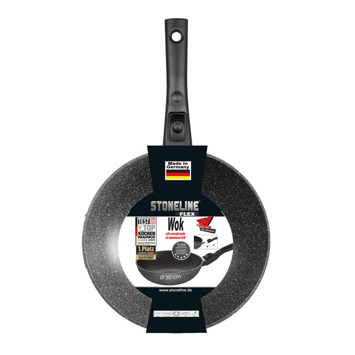 WOK - Schwarz/Grau, Metall (30cm) - Stoneline