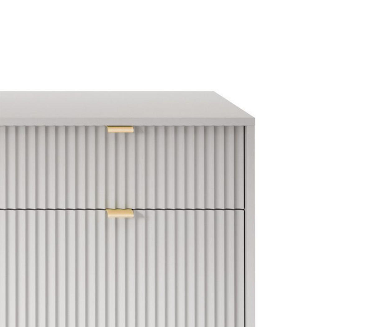 KOMMODE NOVA - KSZ154, Geriffelte Fronten, goldene Griffe 154x39x83 cm Grau - Goldfarben/Graphitfarben, Holzwerkstoff/Kunststoff (154/83/39cm) - DomoHome