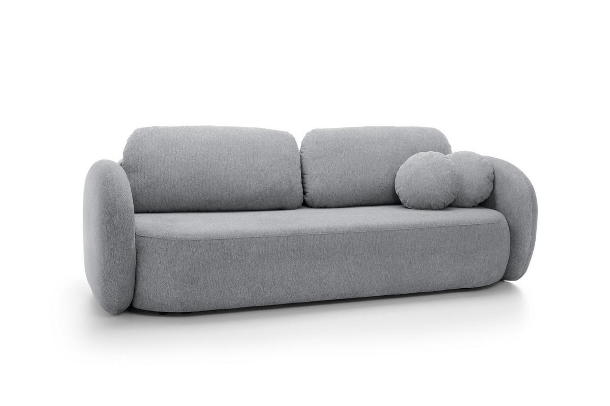 SOFA OLIO Mit Schlaffunktion Und Bettkasten, Bonell-Taschenfederung, Aragon-Stoff, lose Rückenkissen, freistehend, 238x101x86 cm Grey - Grau, Holz/Textil (238/86/101cm) - DomoHome