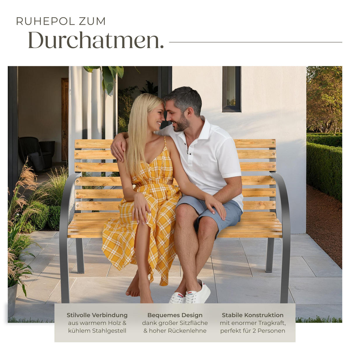 GARTENBANK Michaela,119,5 x 62 x 83 cm,braun - Braun, Holz (62/83/119.5cm) - tectake