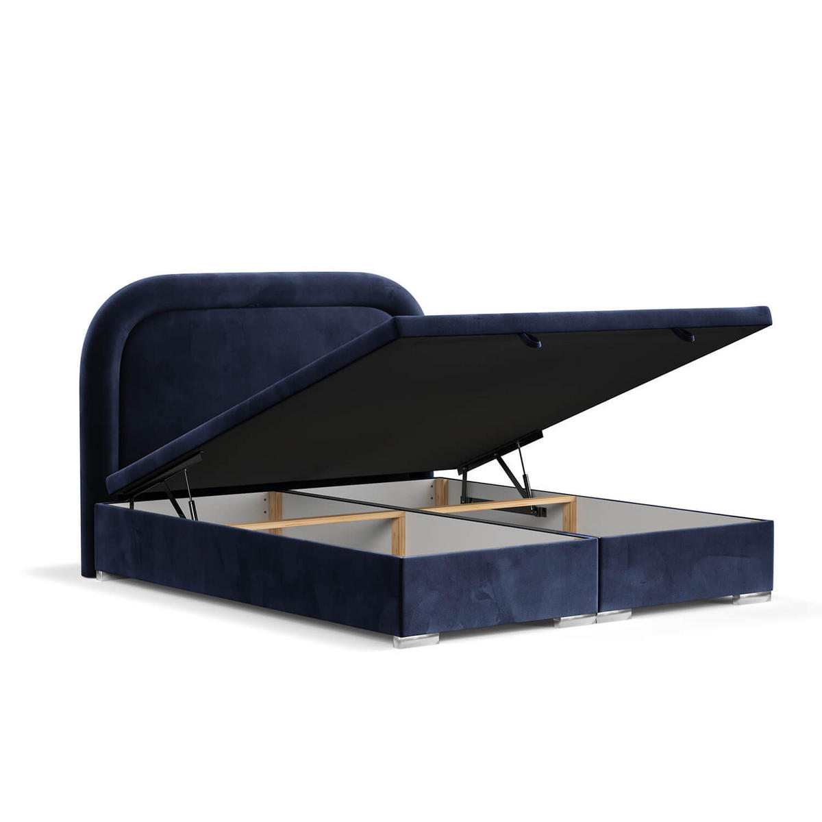 POLSTERBETT Harmony mit Stauraum 120/200 cm Marineblau im Uttario Stoff - Chromfarben/Dunkelblau, Holz/Holzwerkstoff (120/200cm) - AltaBeds