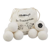 TROCKNERBÄLLE Weiß 8er-Set Schafwolle - Weiß, Textil (7/7/7cm) - Relaxdays