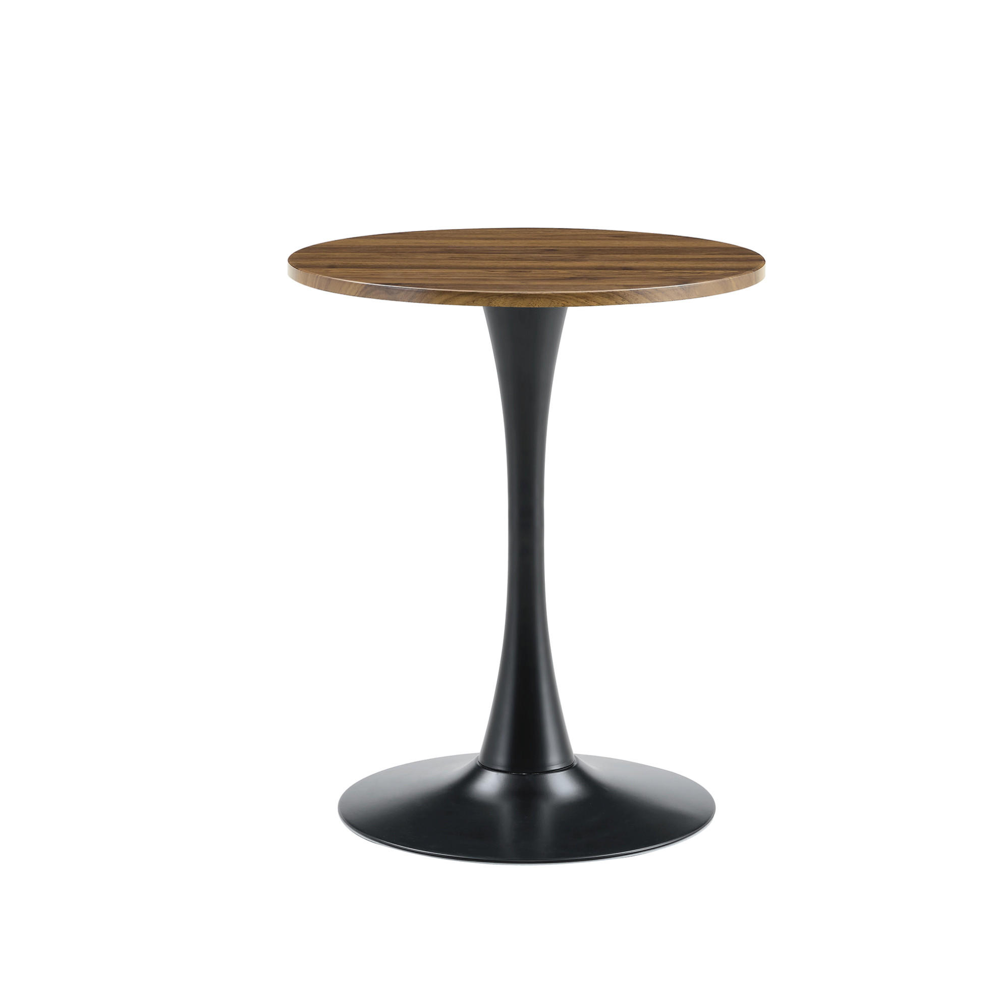 BEISTELLTISCH 60/72 cm in Walnuss-Optik mit schwarzem Metallfuß - Schwarz, Holzwerkstoff (60/60/72cm) - BEAOK