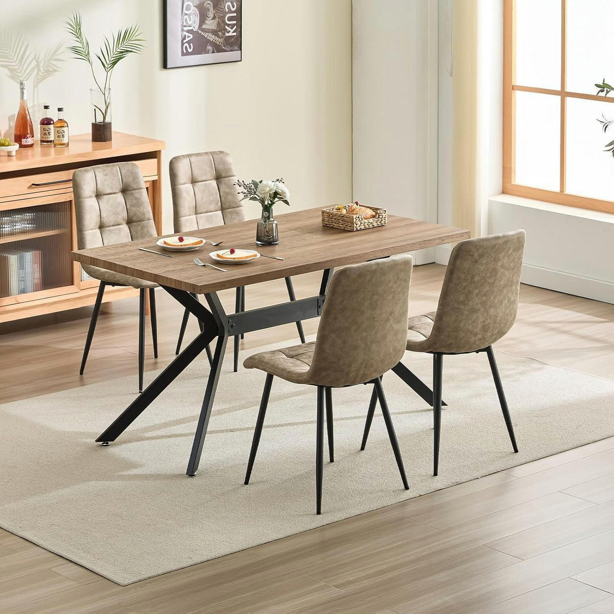 ESSZIMMERSTUHL 4er Set Mikrofaser-Kunstleder Gelblich Braun - Braun, Kunststoff (41.5/88/43cm)