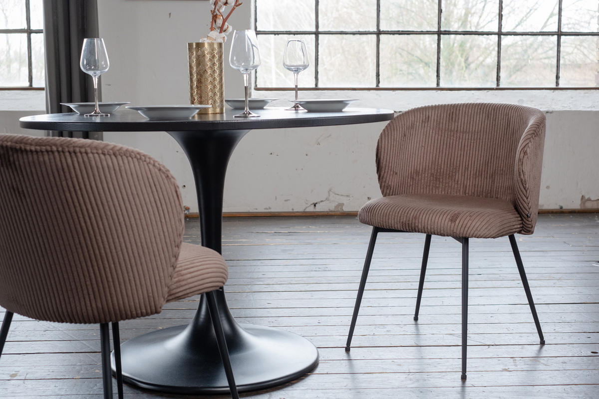 ESSZIMMERSTUHL LENA Braun Cord (1er-Set) - Dunkelbraun/Braun, Textil (54/78/53cm) - KAWOLA