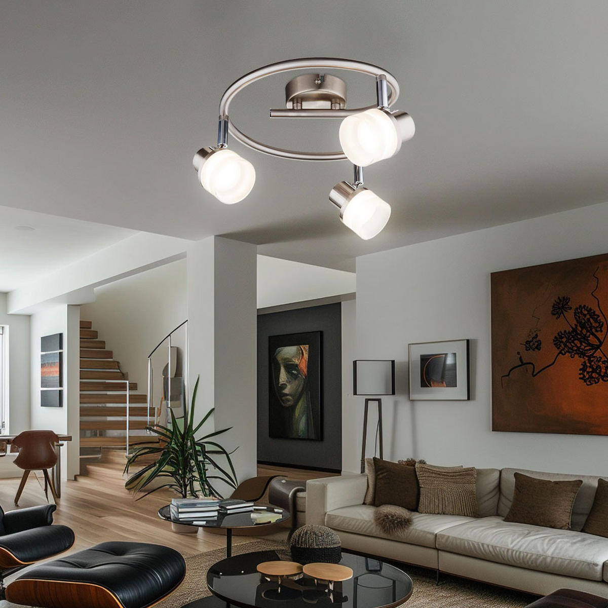 LED DECKENLEUCHTE FRISO I Silber Matt - Silberfarben, Metall (26/26/13.9cm) - Globo Lighting