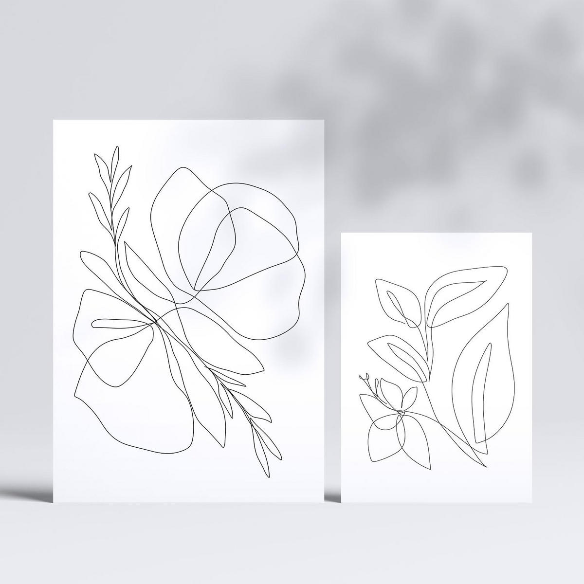 POSTER Set Mit 6 Blumenrahmen 1 Abstrakt Größe A3 & A4 Rahmenlos - Klar, Papier (29.7/1cm) - Nacnic