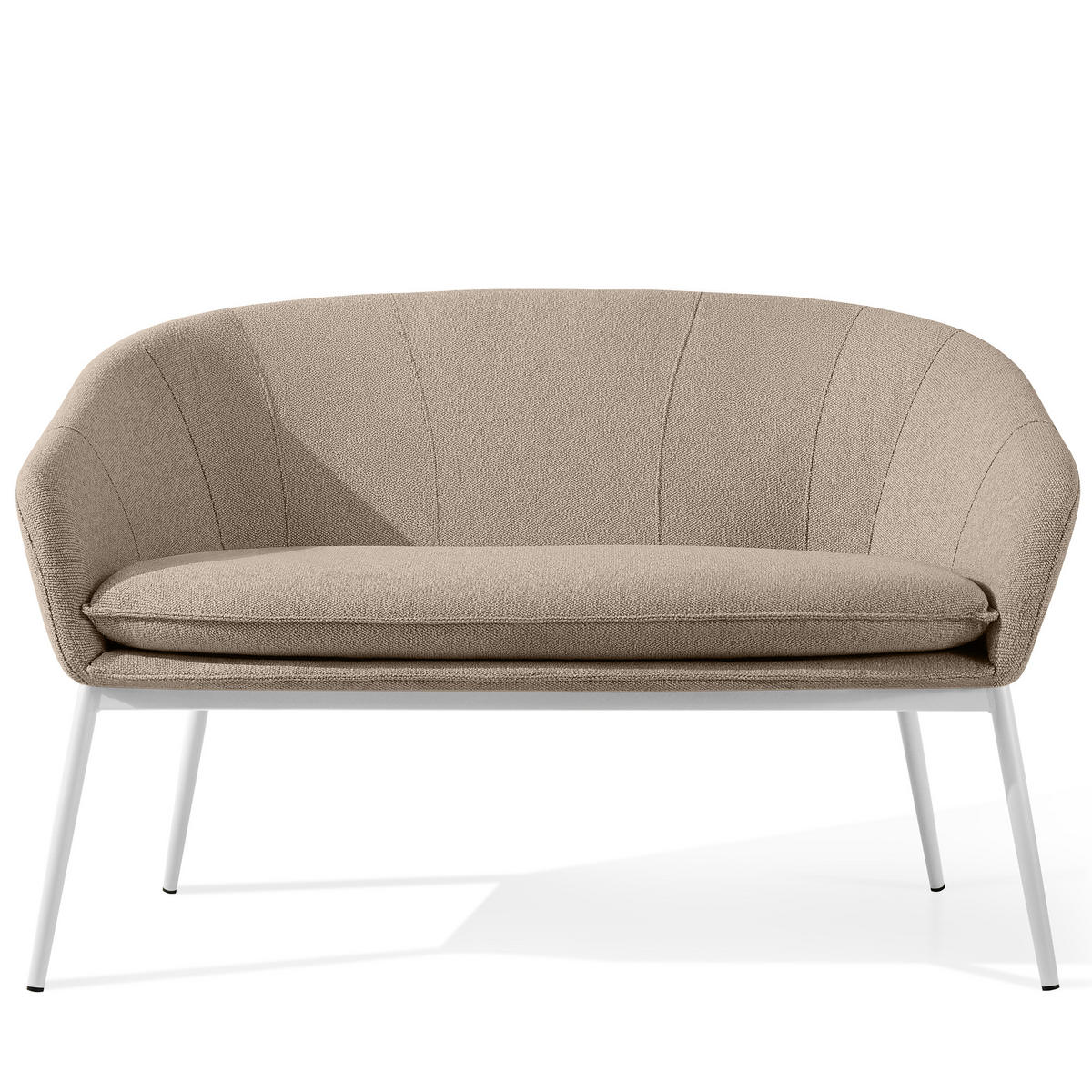 GARTENMÖBELSET SOLIS Gartenlounge-Set, hellbraun/weiß - Hellbraun, Textil/Metall - KONSIMO®