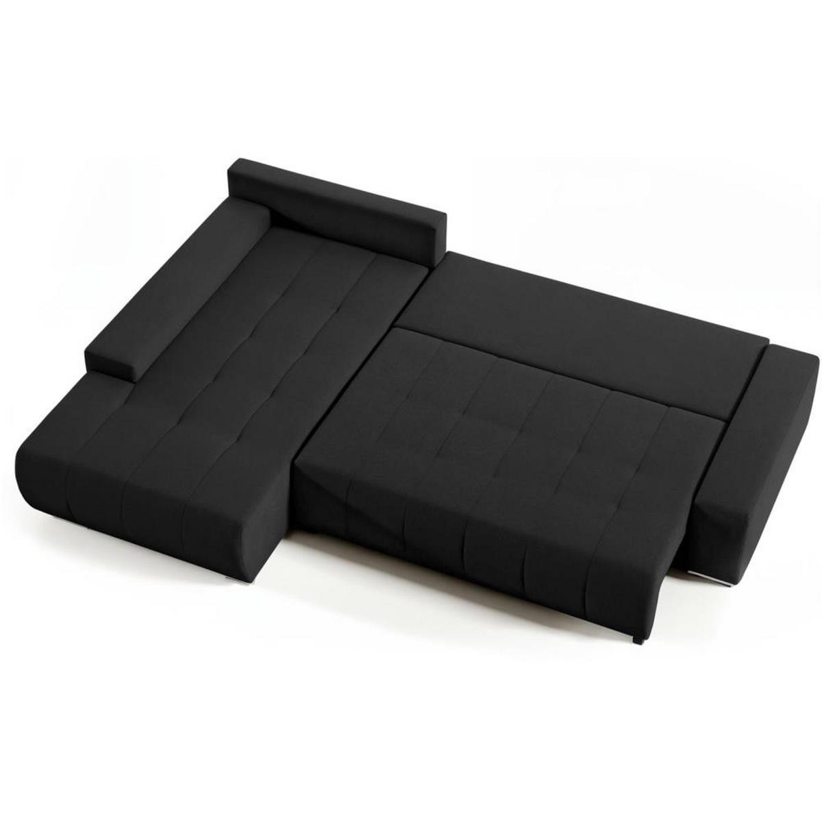 ECKSOFA Draco L schwarz links - Chromfarben/Schwarz, Textil/Metall (267/186cm) - Beautysofa