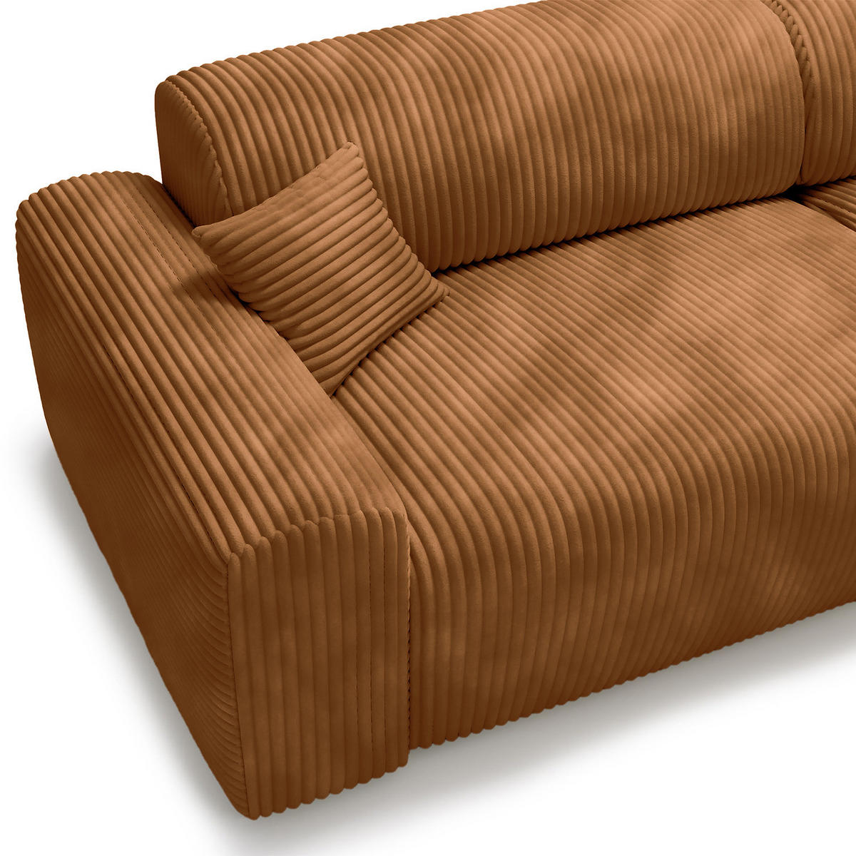 ECKSOFA mit Longchair - Cord - Schwarz/Braun, Kunststoff/Textil (284/178cm) - home24