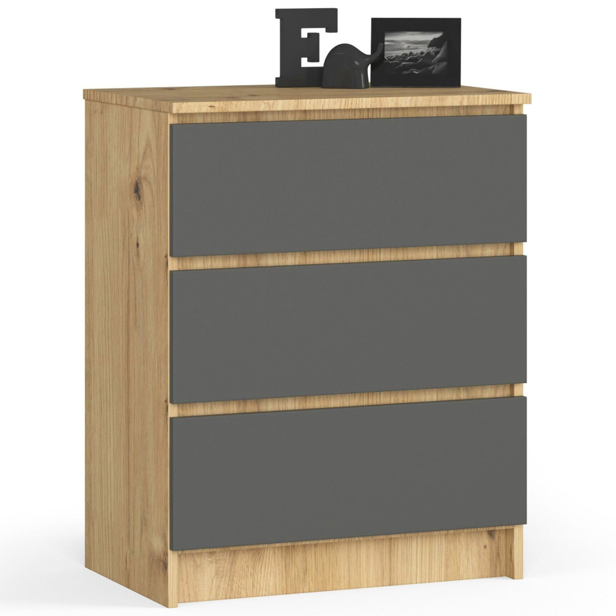 RAUMHIRSCH FURNITURE KOMODA dub Artisan, grafitově šedá 77/60/40