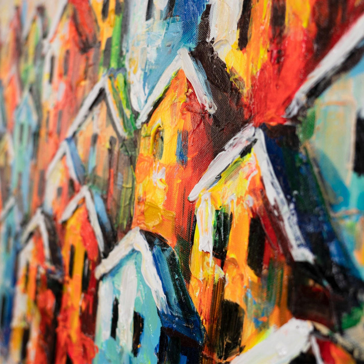 GEMÄLDE Farbenfrohe Stadt auf Keilrahmen 115x50 cm - Multicolor, Holz (115/50cm) - YS-art gallery