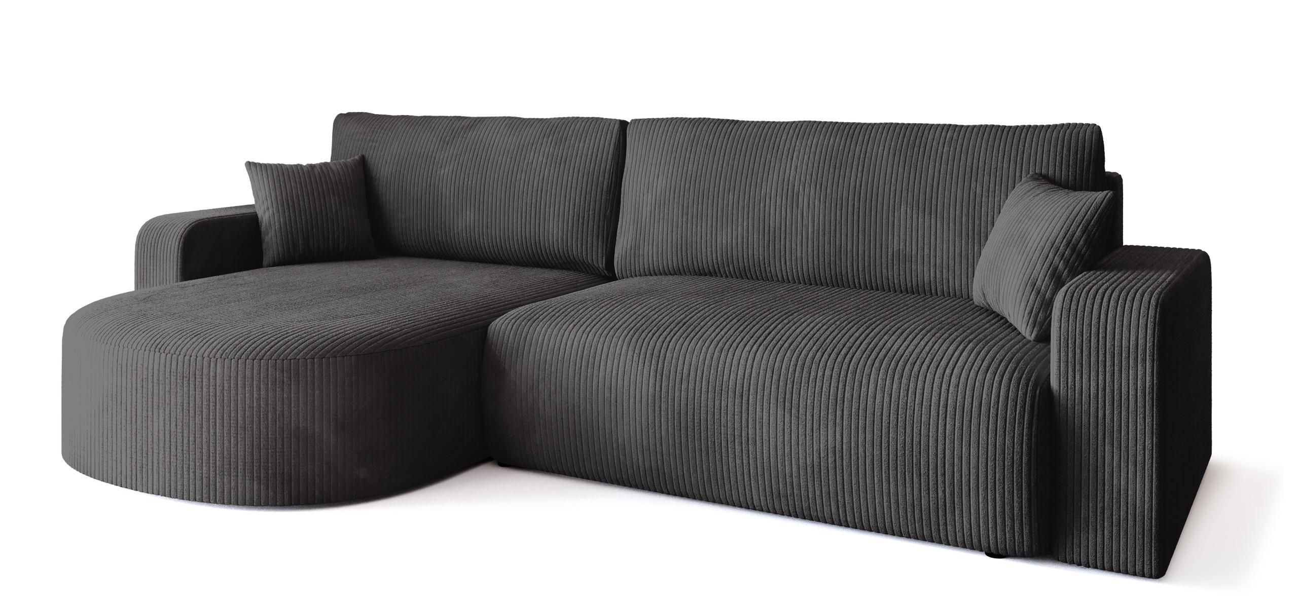ECKSOFA Bisk mit Schlaffunktion Grau Cordstoff - Grau, Textil (275/170cm) - Bromarkt