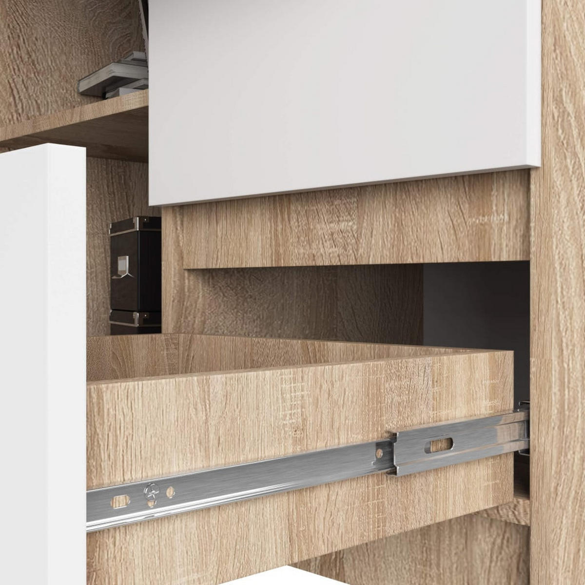 SCHREIBTISCH Eiche Sonoma, Weiß 77/124/85 - Weiß/Sonoma Eiche, Holzwerkstoff (85/124/77cm) - RAUMHIRSCH FURNITURE